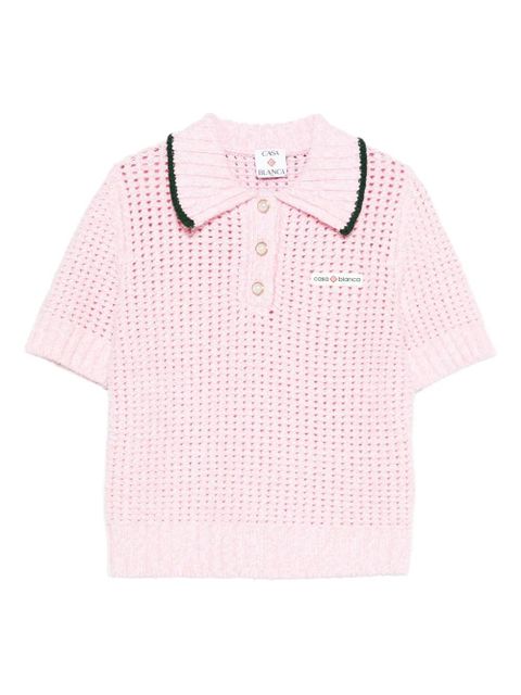 Casablanca textured-knit polo top - Pink - zdjęcie produktu nr 1