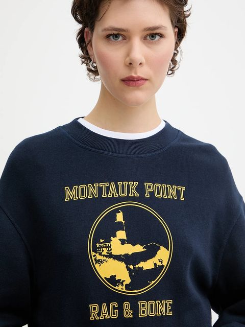 Rag & Bone bluza damska kolor granatowy z nadrukiem WCC25PH021V121