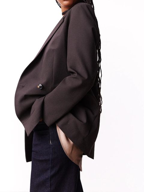 Answear.LAB marynarka kolor szary dwurzędowa gładka - zdjęcie produktu nr 1