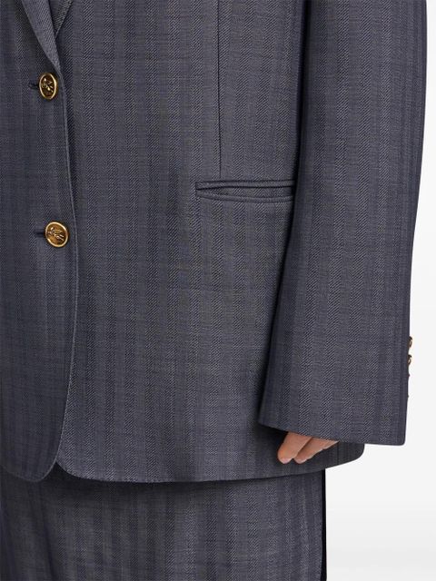 ETRO logo-engraved buttons oversized jacket - Grey