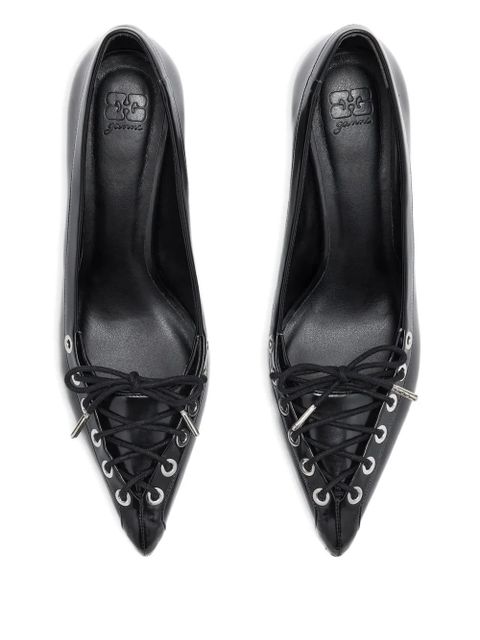 GANNI lace-up pointed pumps - Black