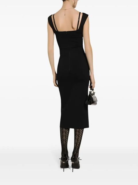 Dolce & Gabbana layered-neck midi dress - Black