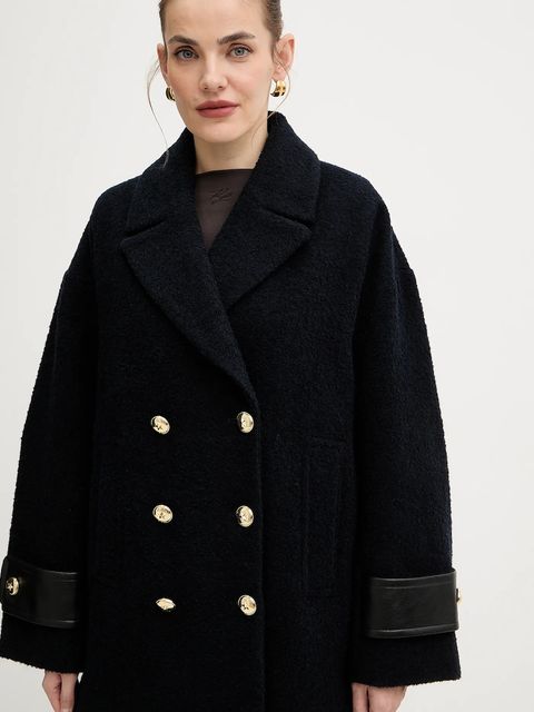 Pinko płaszcz z domieszką wełny kolor granatowy 105559 A2SH