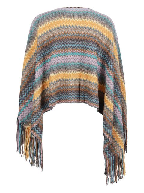 Missoni chevron fringed poncho - Neutrals - zdjęcie produktu nr 2