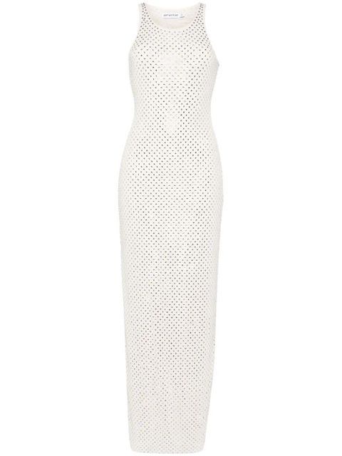 Self-Portrait rhinestoned sleeveless maxi dress - Neutrals - zdjęcie produktu nr 1