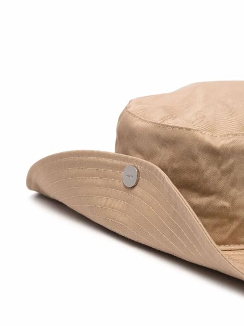 GANNI logo embroidered organic cotton sun hat - Brown - zdjęcie produktu nr 2