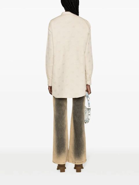 Off-White logo-jacquard cotton blend overshirt - Neutrals