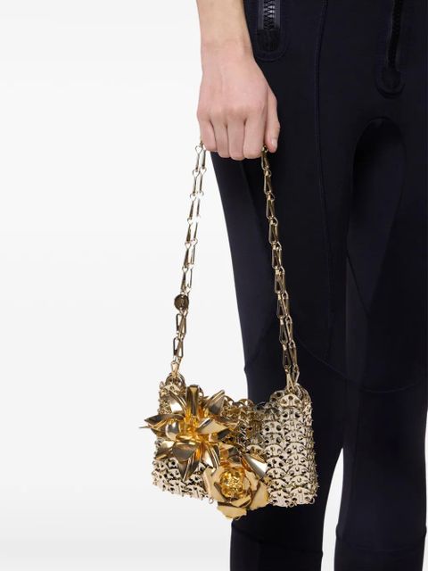 Rabanne nano 1969 flower-appliqué shoulder bag - Gold