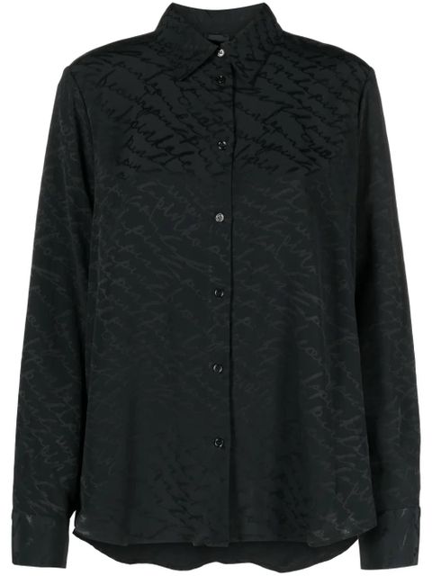 PINKO patterned-jacquard long-sleeve shirt - Black - zdjęcie produktu nr 1