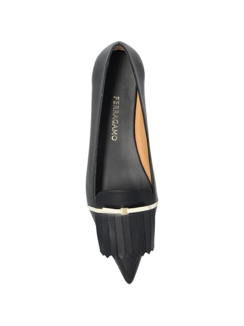 Ferragamo fringed pointed-toe ballet flats - Black
