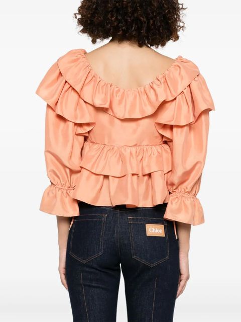 Chloé ruffled cropped top - Orange