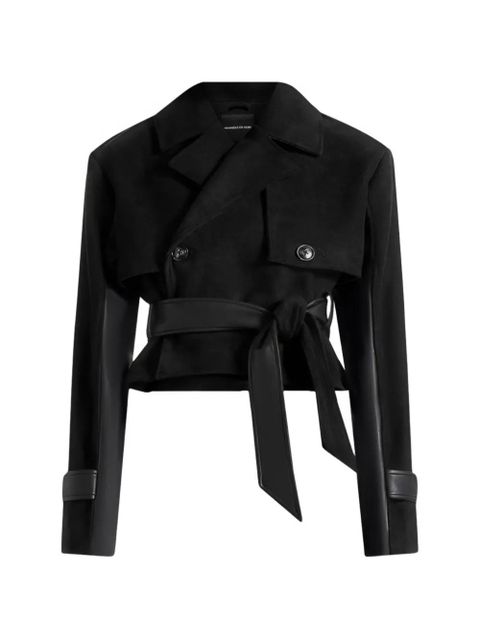 Manière De Voir Lelia suede-effect belted jacket - Black - zdjęcie produktu nr 1