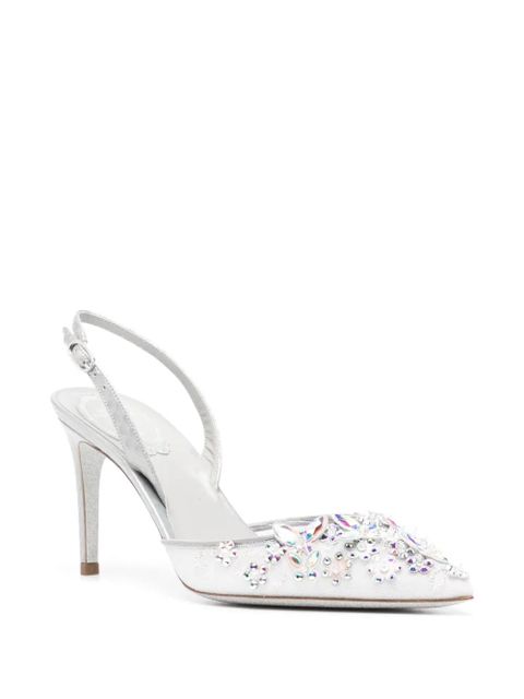 René Caovilla crystal embellishment pumps - Silver