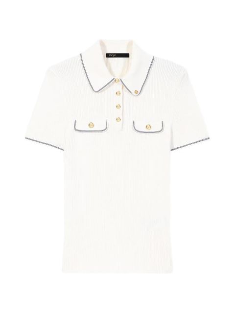 Maje ribbed-knit polo shirt - Neutrals - zdjęcie produktu nr 1
