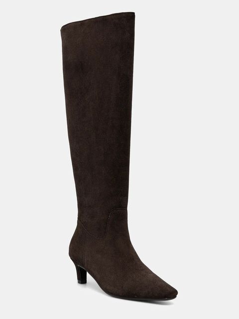 Answear.LAB kozaki zamszowe kolor brązowy na szpilce