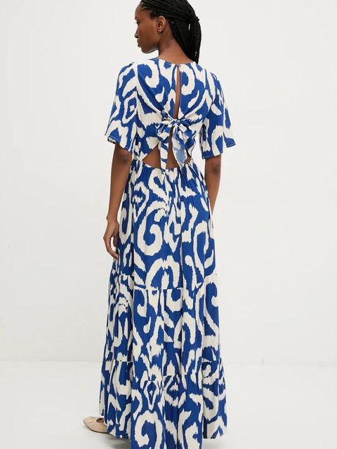 Answear.LAB sukienka kolor niebieski maxi rozkloszowana