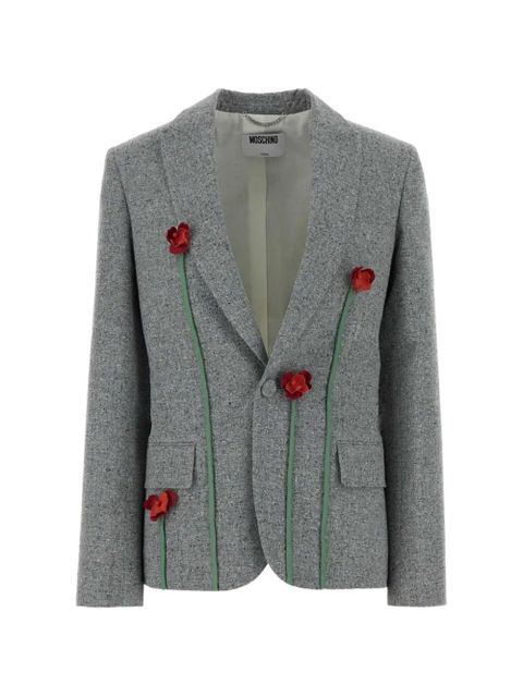 Moschino floral-appliqué melange blazer - Grey - zdjęcie produktu nr 1
