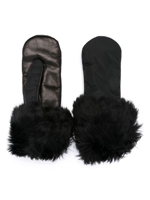 Prada faux-fur leather gloves - Black