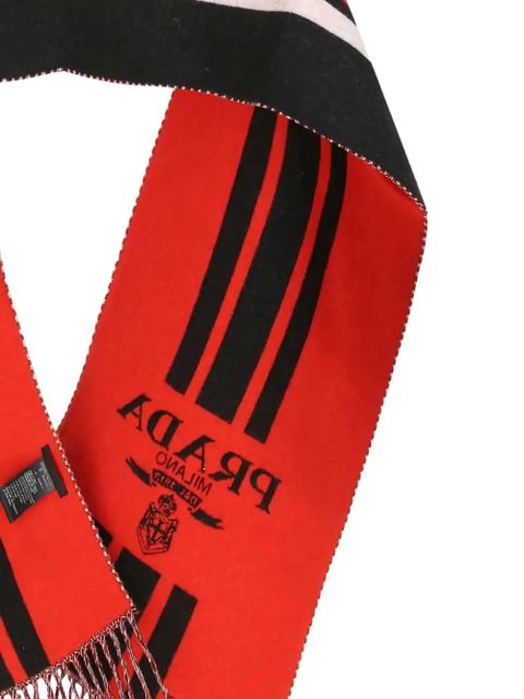 Prada striped logo scarf - Black
