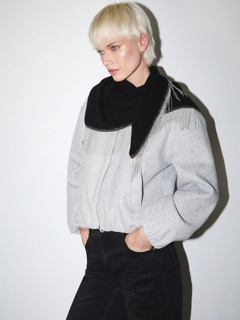 Medicine szal z domieszką wełny damski kolor czarny gładki - zdjęcie produktu nr 1