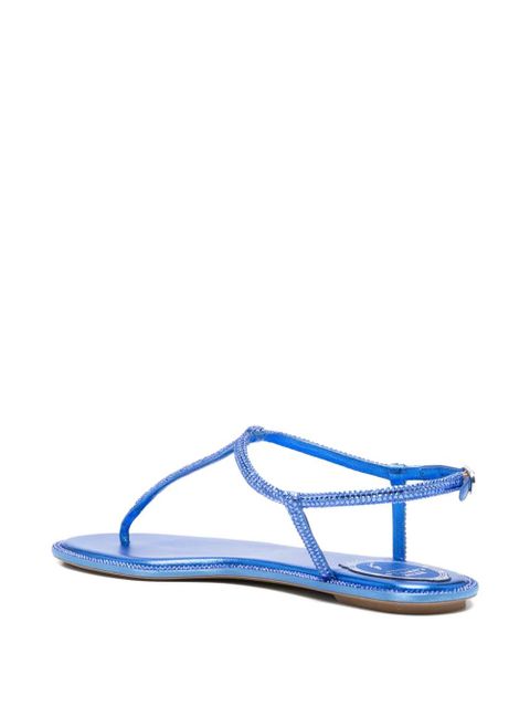 René Caovilla Diana crystal-embellished metallic-finish sandals - Blue