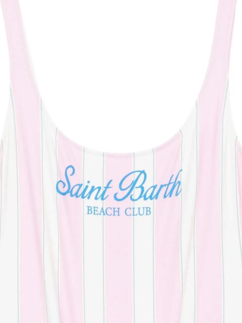 MC2 Saint Barth striped logo-print swimsuit - Pink