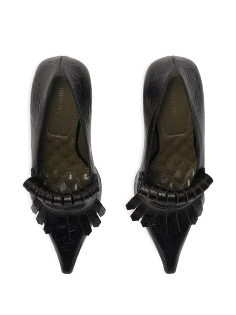 Burberry embossed fringe heeled pumps - Black