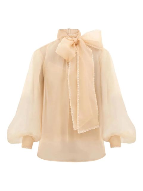 ZIMMERMANN Memento organza bow-lace blouse - Neutrals - zdjęcie produktu nr 1