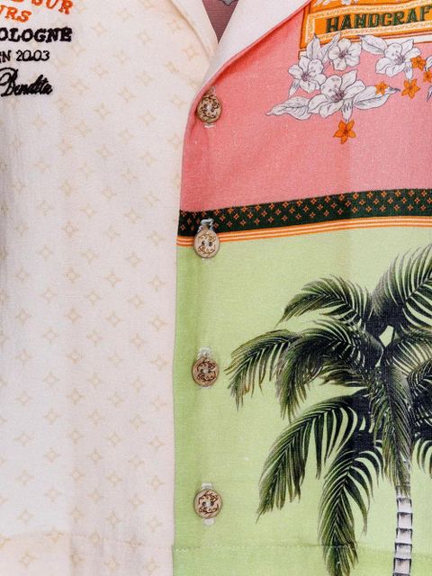 Agua By Agua Bendita floral-palm print crop shirt - Neutrals