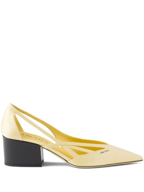 Prada 55mm satin cut-out pumps - Yellow - zdjęcie produktu nr 1