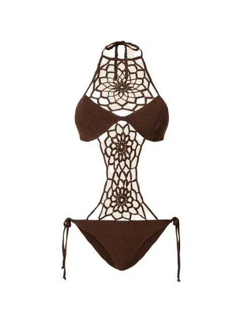 TWINSET crochet-knit swimsuit - Brown - zdjęcie produktu nr 1