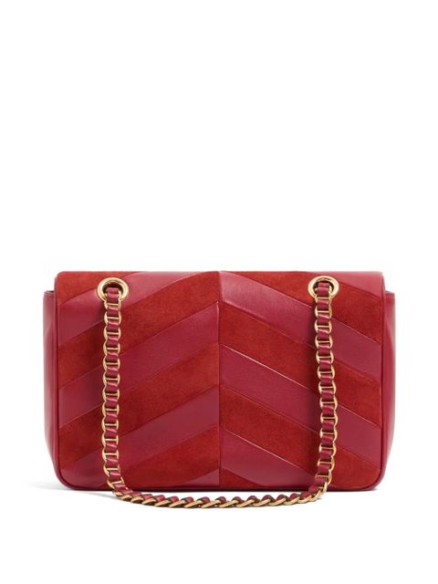 Valentino Garavani Djuna medium chain bag in suede and nappa with chevron pattern - Red