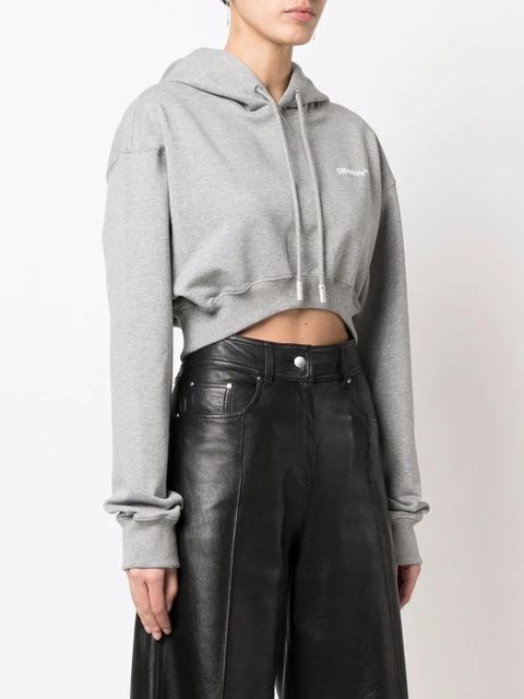 Off-White Helvetica cropped hoodie - Grey