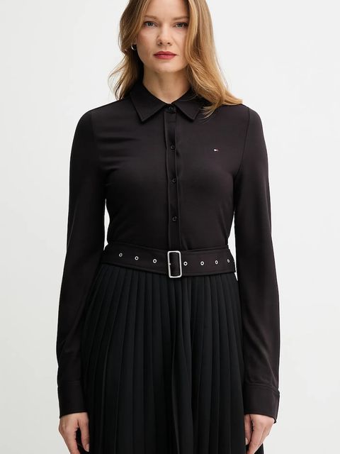 Tommy Hilfiger sukienka kolor czarny midi rozkloszowana WW0WW48398