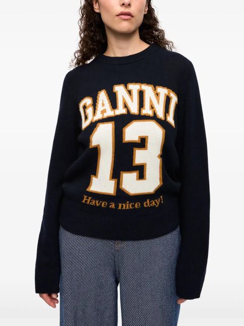 GANNI logo-jacquard sweater - Black