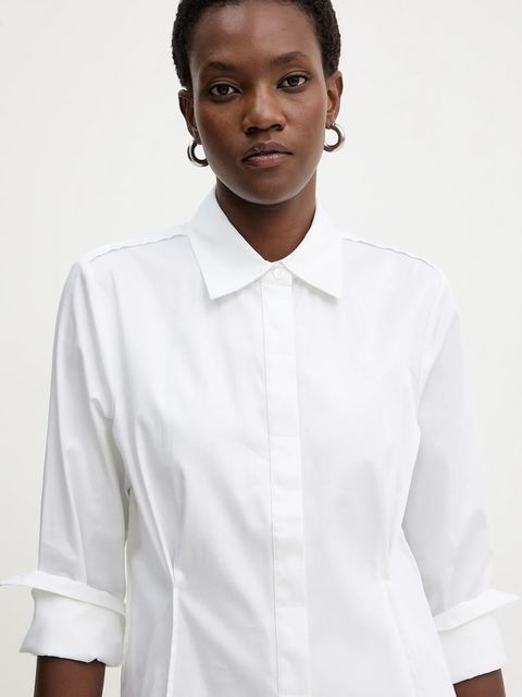 Guess koszula CASSIDY damska kolor biały regular z kołnierzykiem klasycznym W5BH64 WAF10