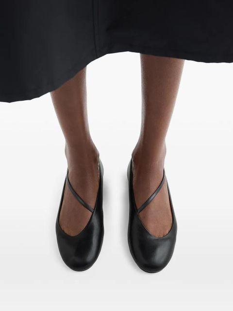 Jil Sander leather ballet flats - Black