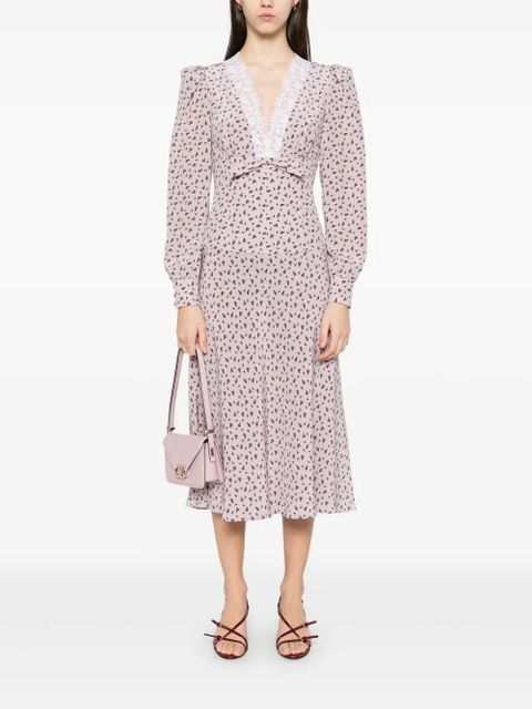 Alessandra Rich rose-print midi dress - Purple - zdjęcie produktu nr 2