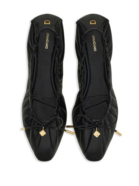 Ferragamo leather ballerina shoes - Black