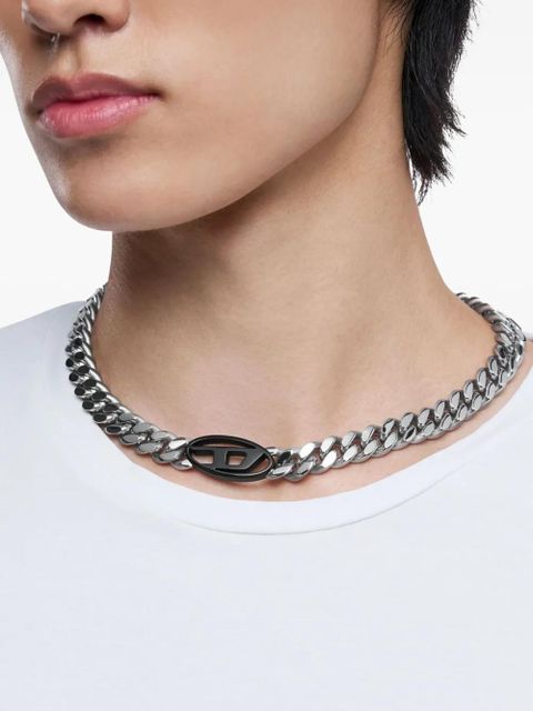 Diesel curb-chain logo necklace - Grey