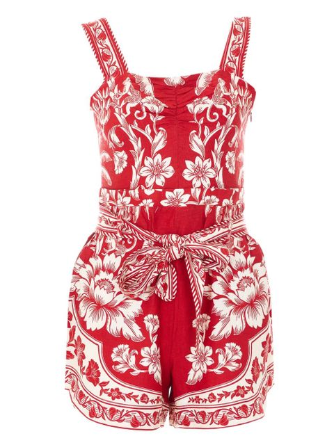 FARM Rio floral belt playsuit - Red - zdjęcie produktu nr 1