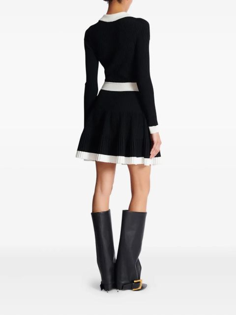 Balmain v-neck pleated knit dress - Black