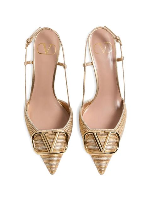 Valentino Garavani 80mm VLogo Signature slingback pumps - Gold