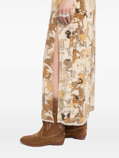Zadig&Voltaire horse-print slip midi dress - Neutrals