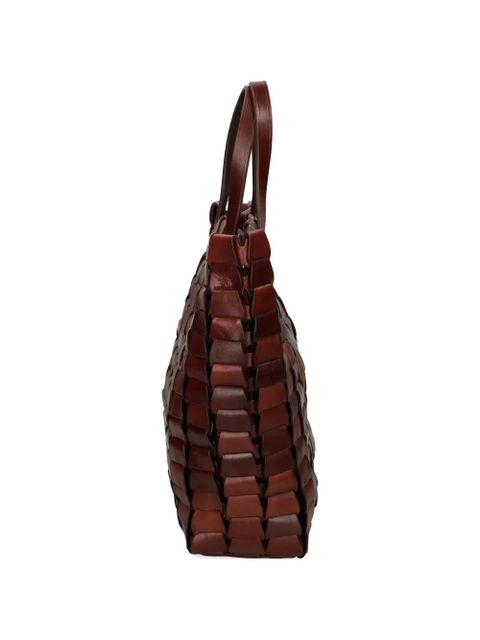 DRAGON DIFFUSION woven handle tote bag - Brown