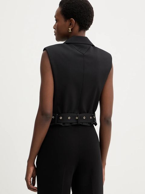 Karl Lagerfeld kamizelka z dodatkiem wełny kolor czarny jednorzędowa B1W14009