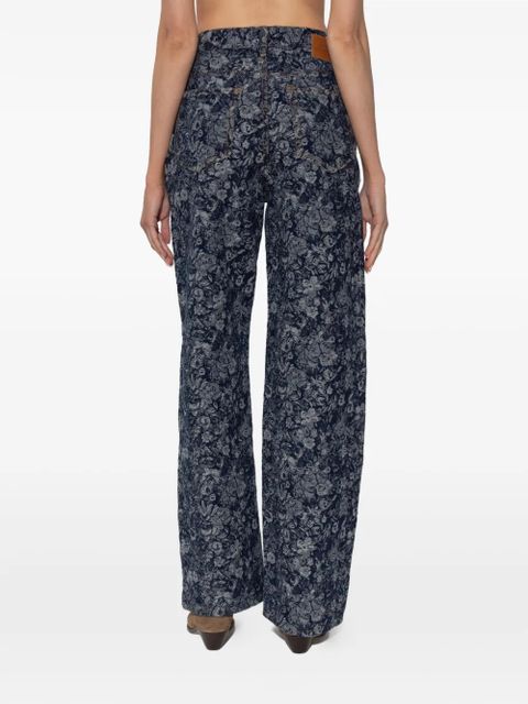 GANNI floral-pattern jeans - Blue