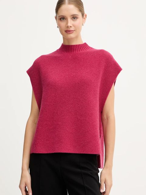 United Colors of Benetton kamizelka z dodatkiem wełny damski kolor różowy z półgolfem 1244D10EF - zdjęcie produktu nr 1