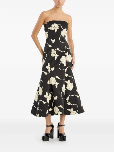 ROTATE BIRGER CHRISTENSEN flower midi dress - Black
