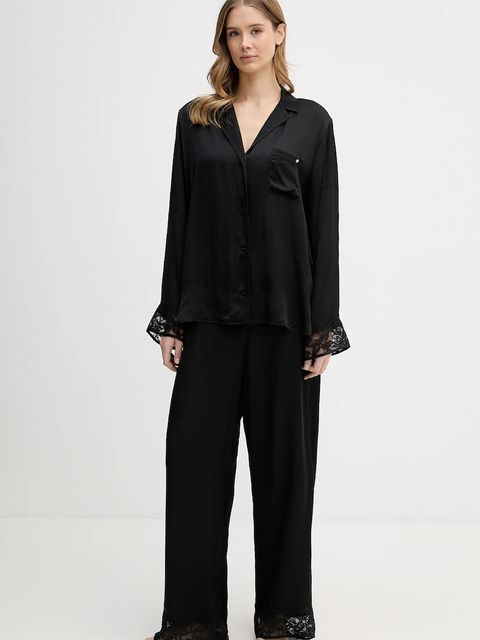 BOSS piżama Blossom Long Set damska kolor czarny 50557156 - zdjęcie produktu nr 1